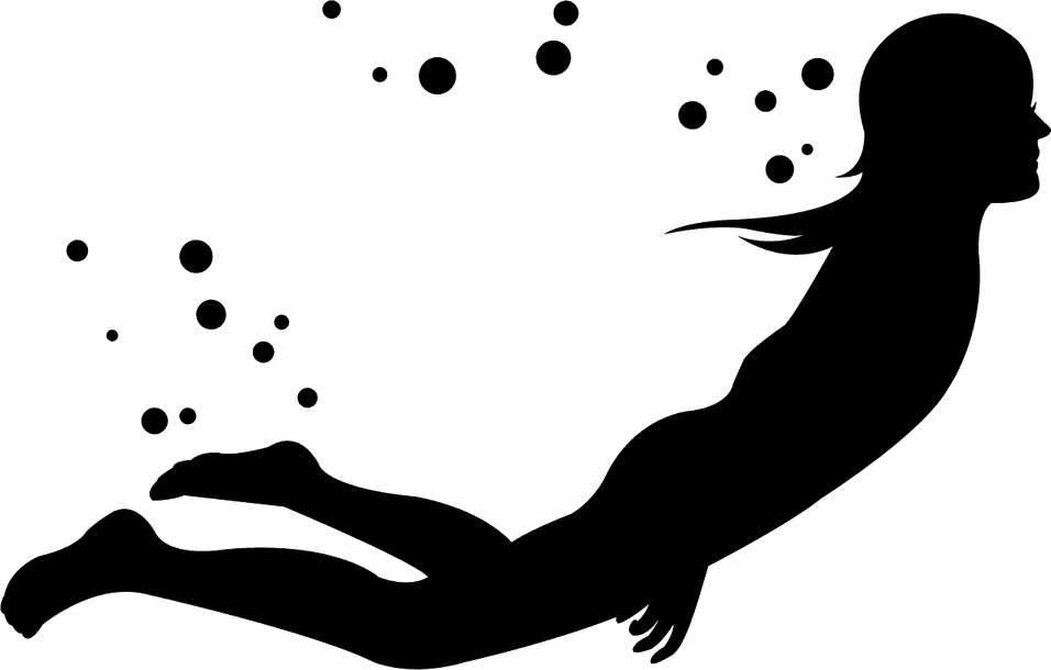 Silhouette Mermaids Swimming PNG