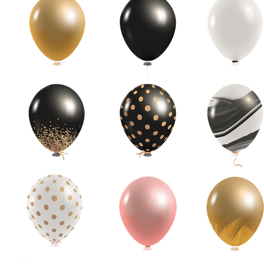 Black And Gold Balloons PNG