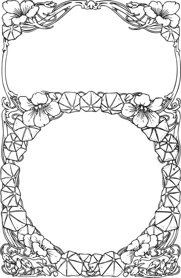 Floral Border Black PNG
