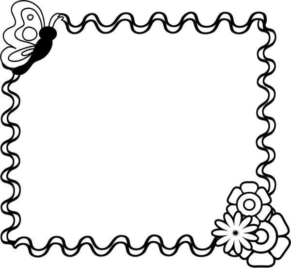 Flower Border Black And White PNG