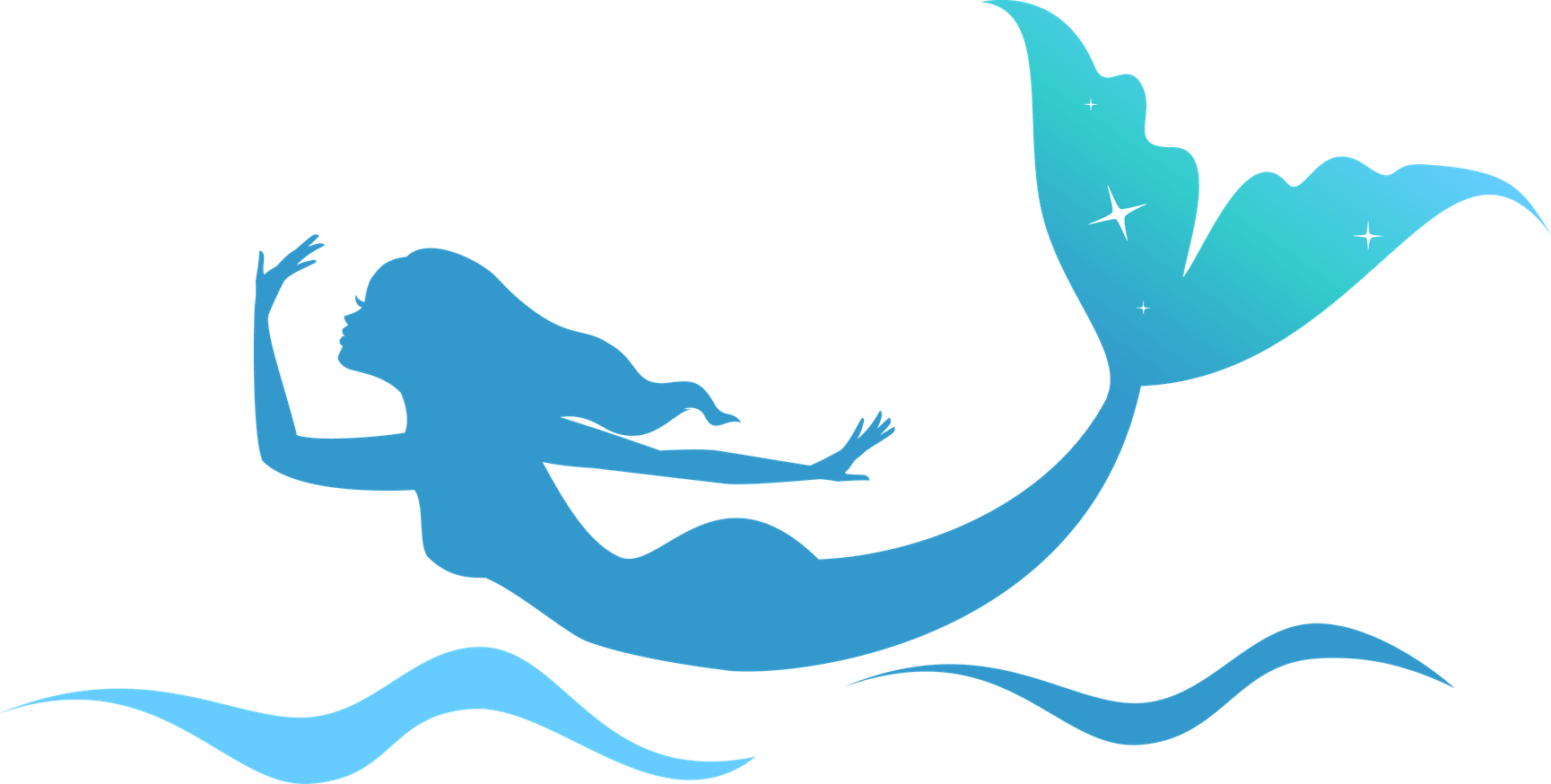 Silhouette Mermaids Swimming PNG