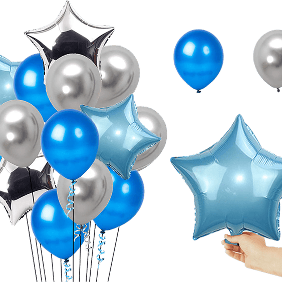 Blue And Silver Balloon PNG