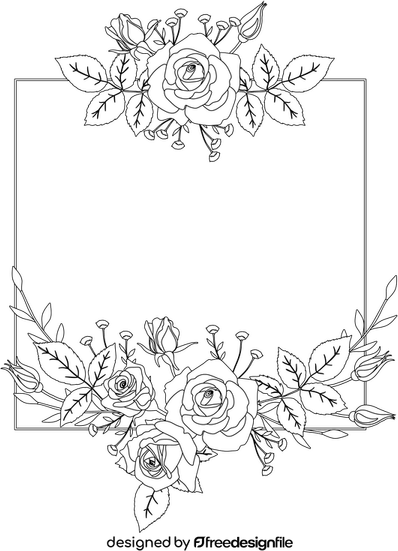 Border Flower Black And White PNG