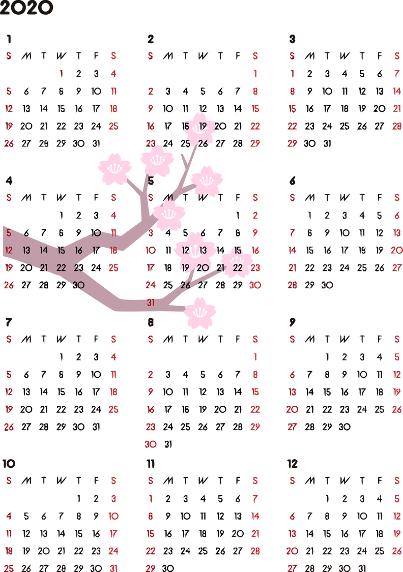 2020 Calendar PNG