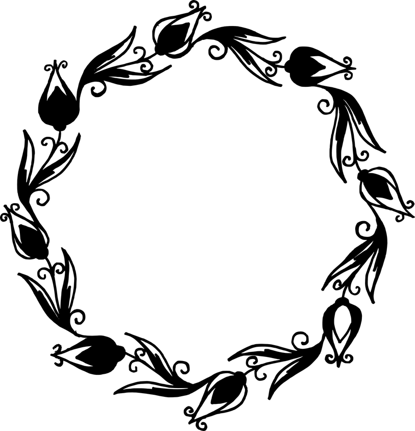 Floral Border Black PNG