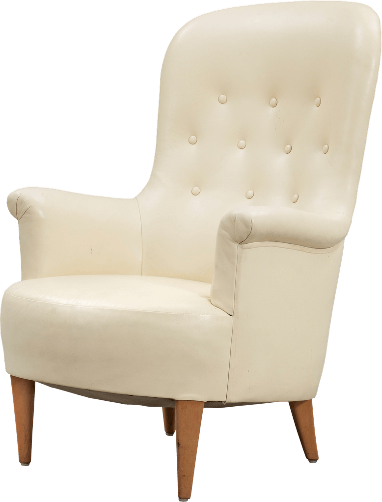 Armchair White Leather PNG
