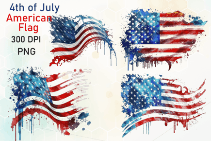 Watercolor American Flag PNG