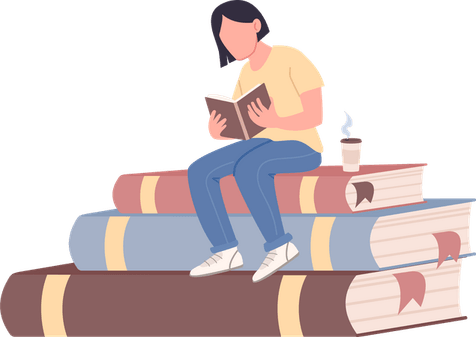 Girl Reading Book PNG