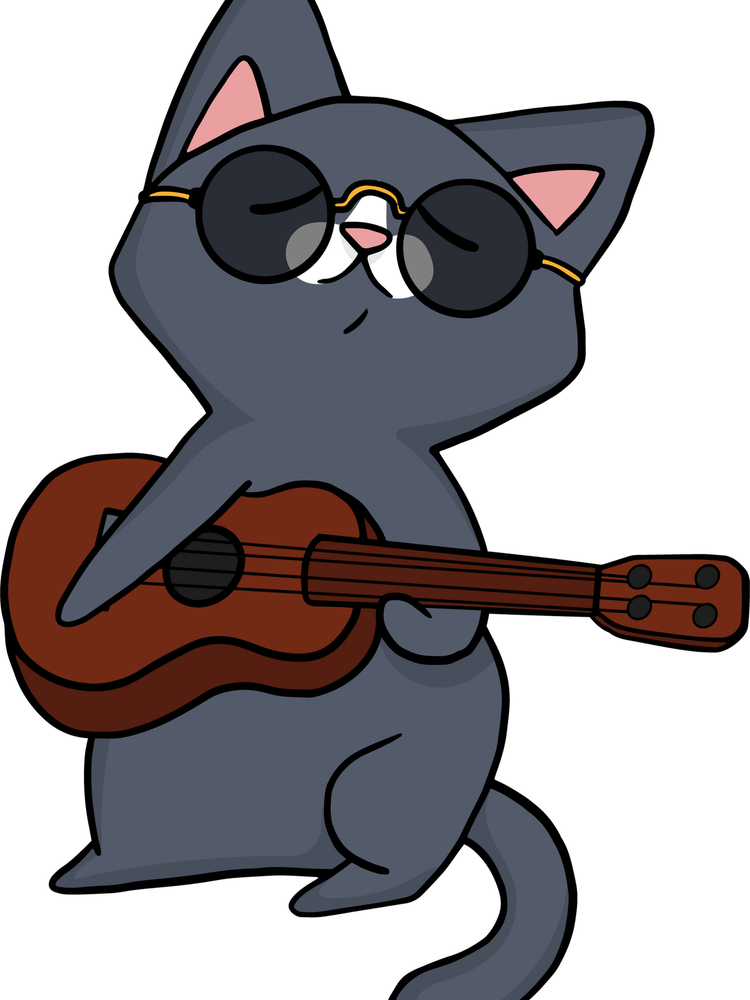 Guitar Cat PNG