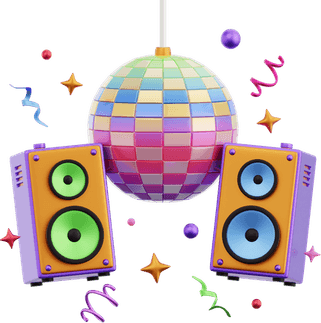 Colorful Disco Ball PNG