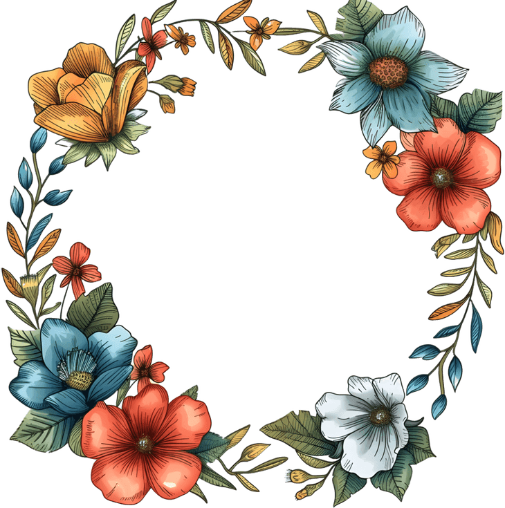 Boho Flower Border PNG