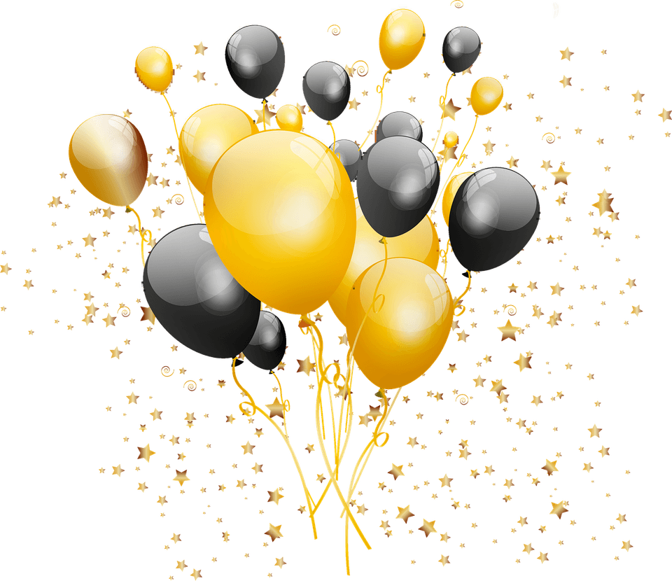 Black And Gold Balloons PNG
