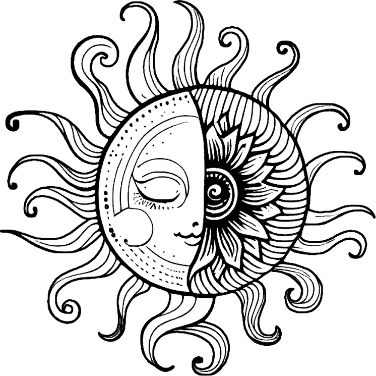 Celestial Sun And Moon PNG
