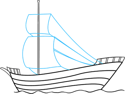 Pirate Ship Outline PNG