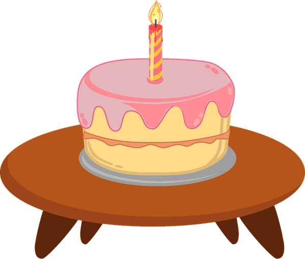 Table With Birthday Cake PNG