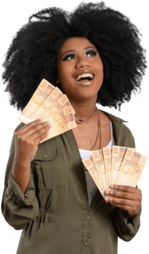 Female Holding Money PNG