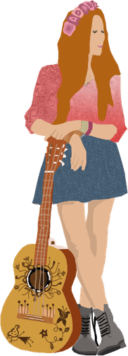 Guitar Girl PNG
