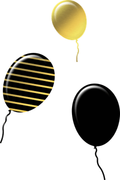 Black And Gold Balloons PNG