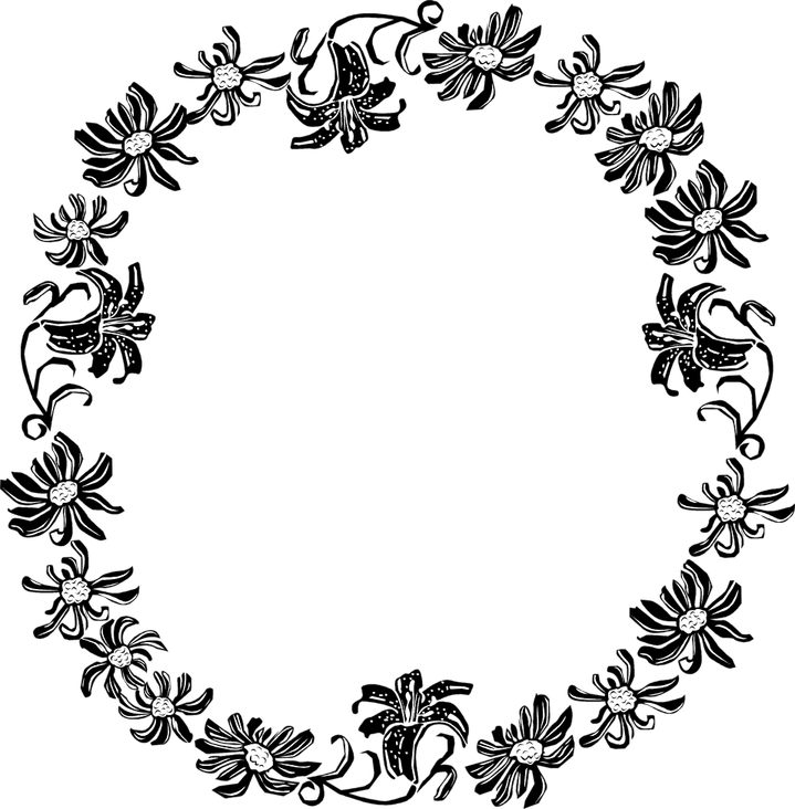 White Flowers Border PNG