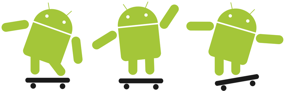 Android Robot Skateboarding PNG