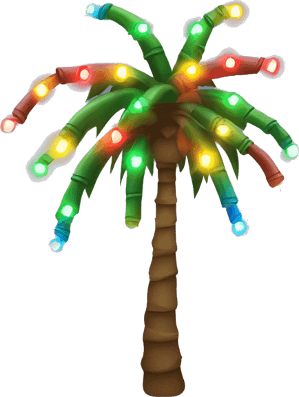 Palm Tree With Christmas Lights PNG