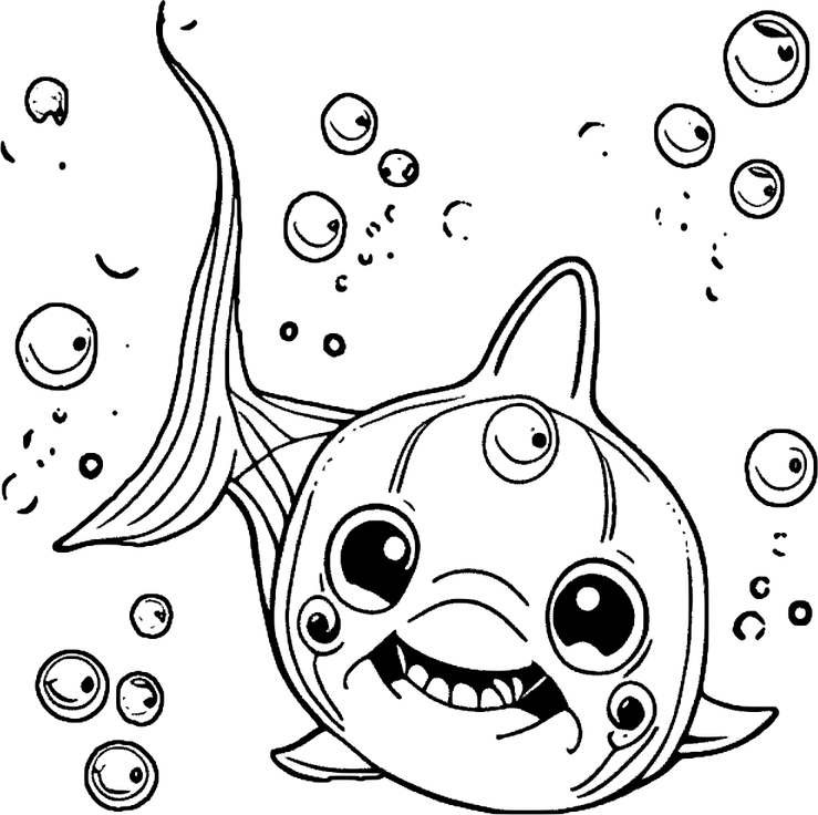 Baby Shark Black And White PNG