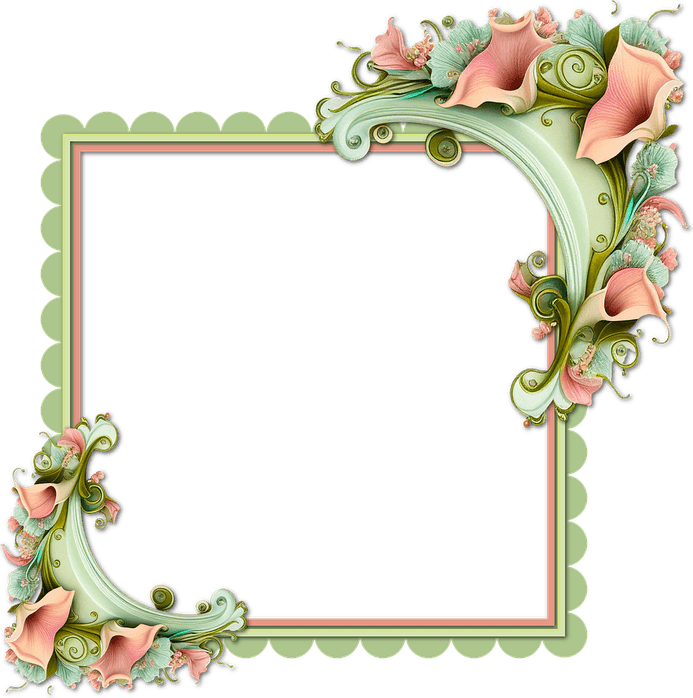 Peach Flower Border PNG