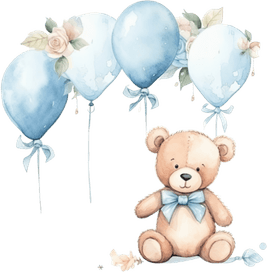 Teddy Bear Holding Blue Balloon PNG