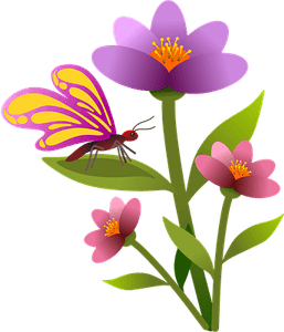 Flower With Butterfly PNG