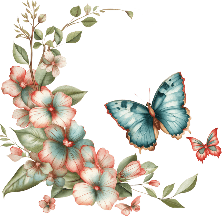 Flower With Butterfly PNG