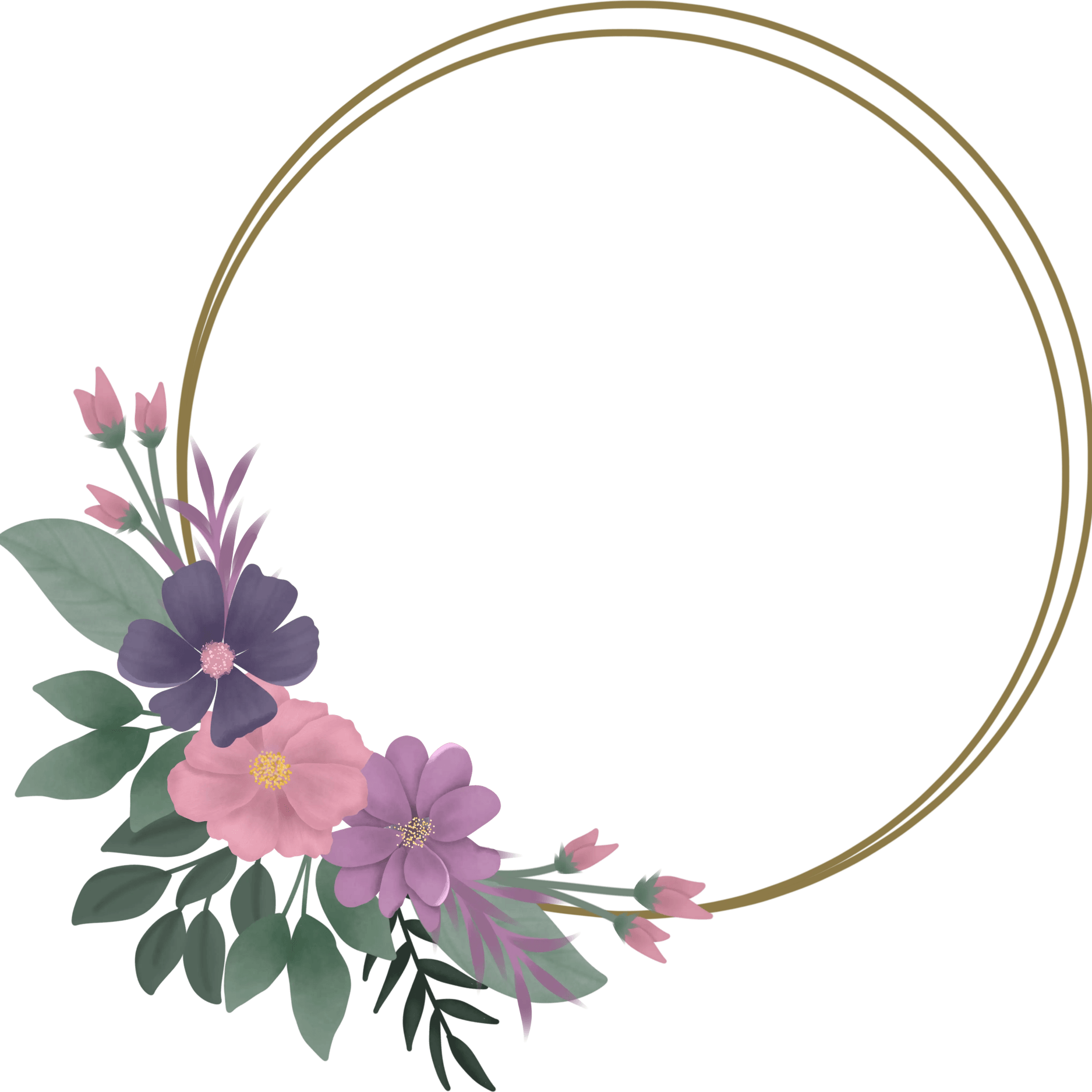 Pink Flower Circle PNG