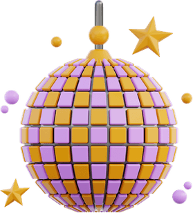 Golden Disco Ball PNG