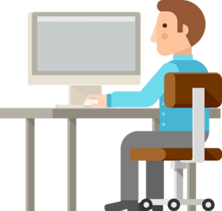 A Man Working On Computer PNG