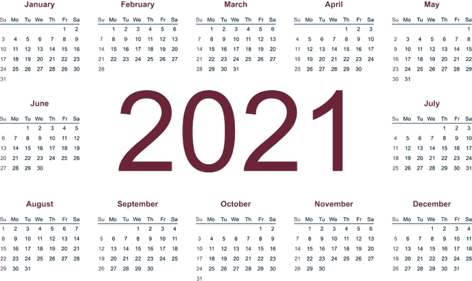 2021 Calendar PNG