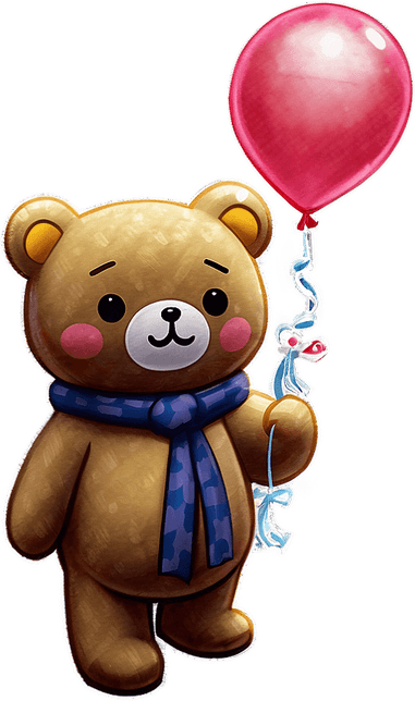 Bear With Pink Balloon PNG