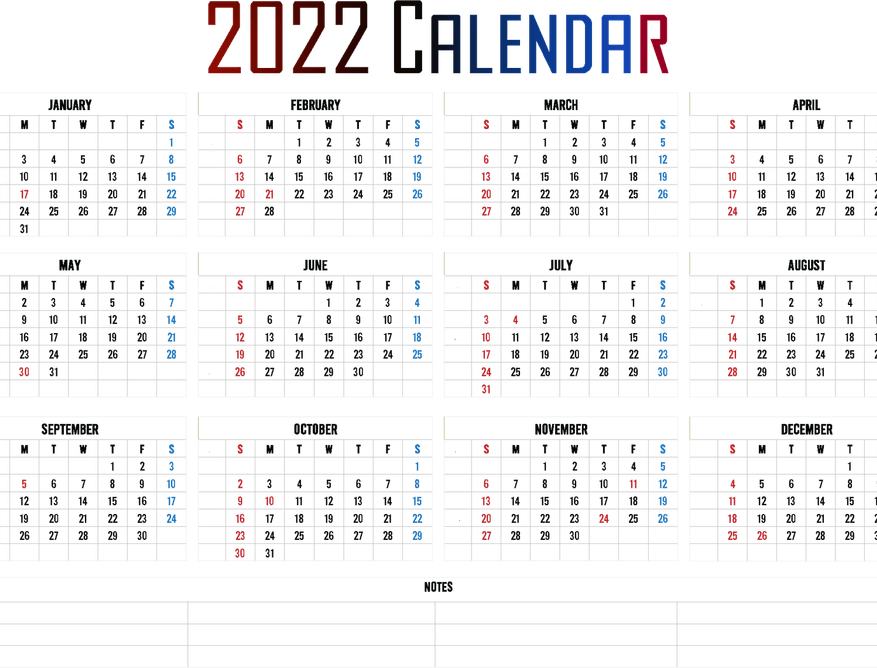 2022 Calendar PNG