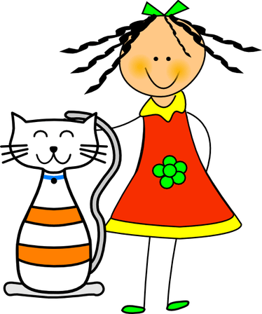 Girl And Cat PNG