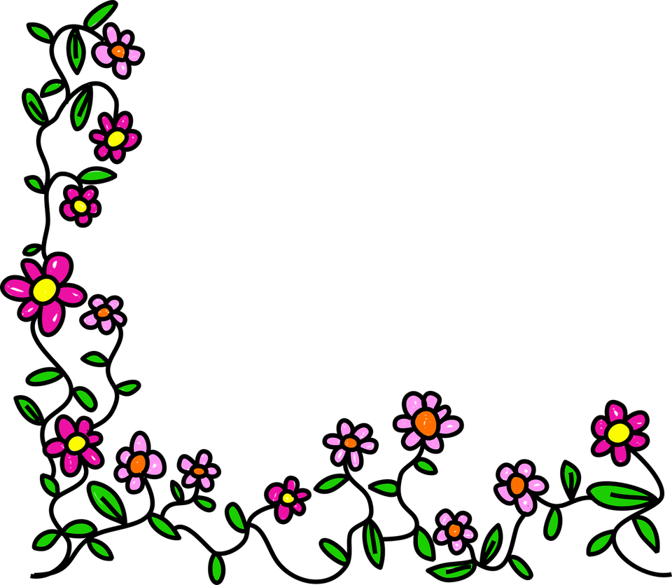 Colourful Flower Border PNG