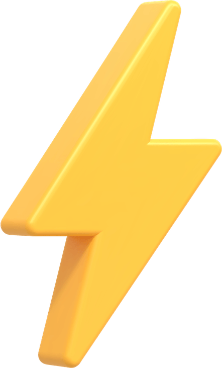 Realistic Yellow Thunderbolt PNG