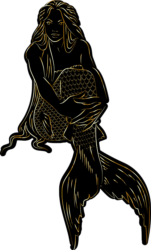 Silhouette Mermaids Swimming PNG