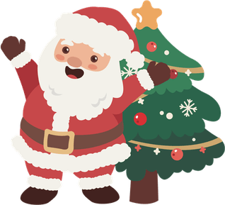 Santa With Christmas Tree PNG