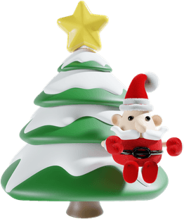 Santa With Christmas Tree PNG