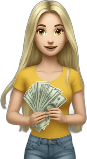 Female Holding Money PNG