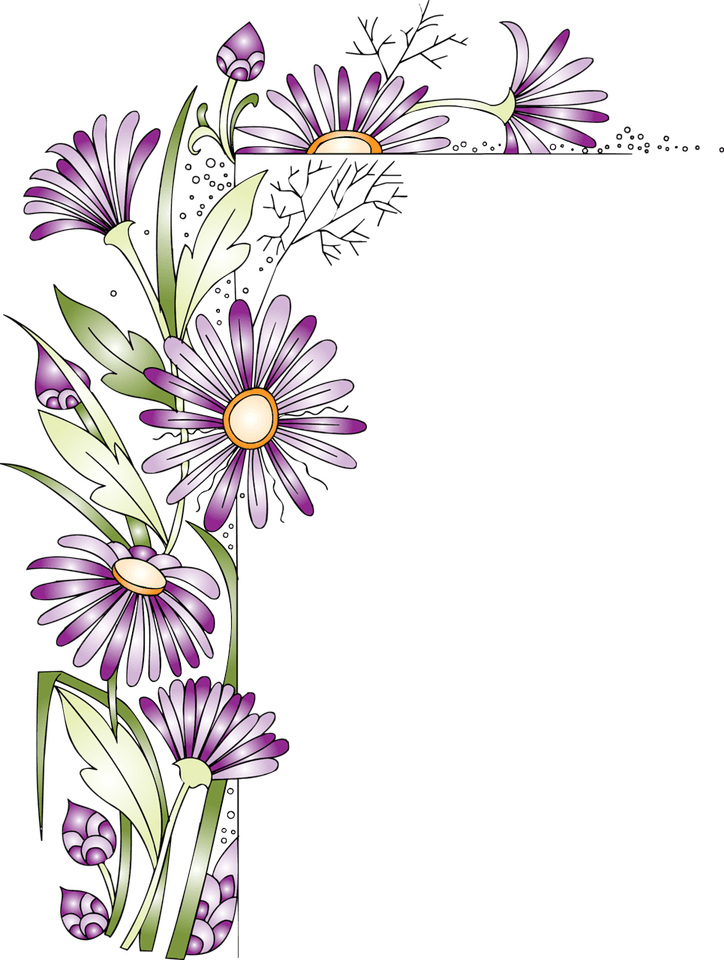 Purple Flowers Border PNG