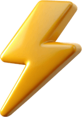 Realistic Yellow Thunderbolt PNG
