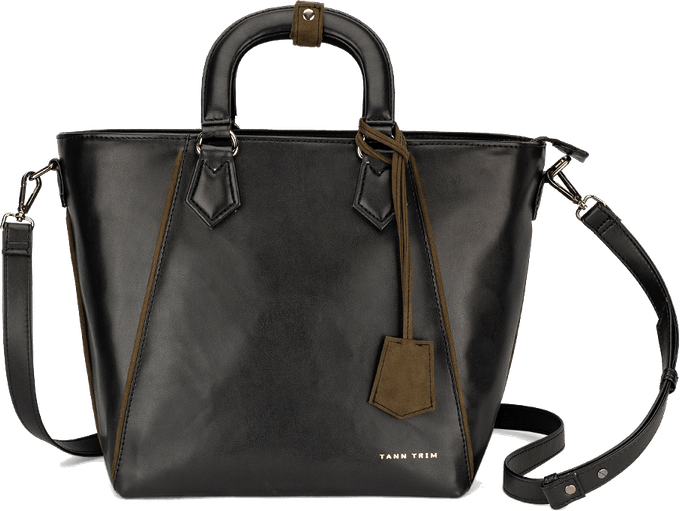 Black And Brown Trimmed Tote Bag PNG