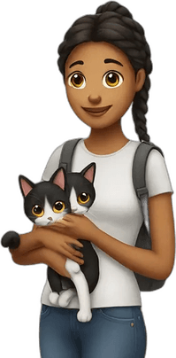 Girl And Cat PNG