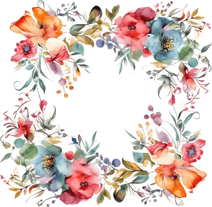 Peach Flower Border PNG