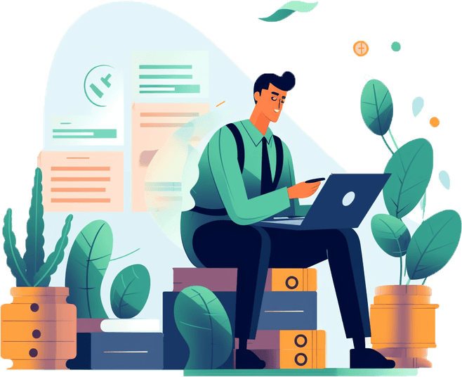A Man Working On Computer PNG