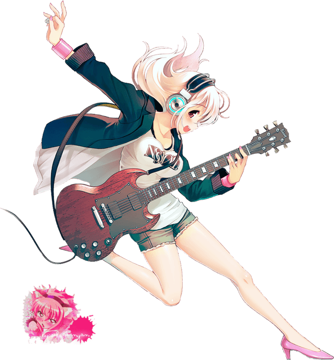 Guitar Girl PNG